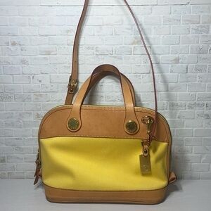 Dooney & Bourke Alma Leather Canvas Satchel Handbag Purse with Removable Strap